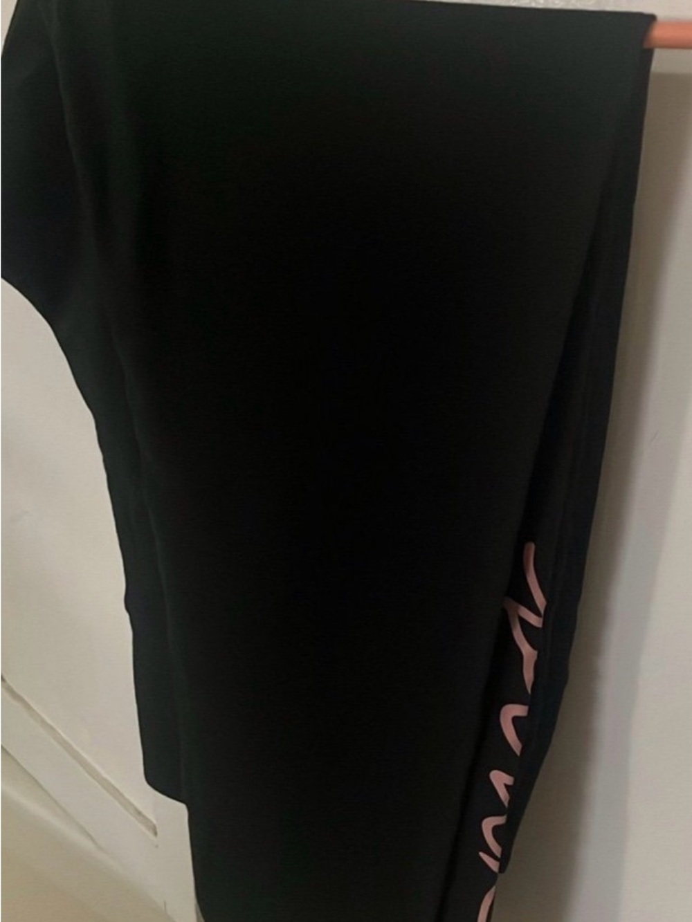 Black Leggings with Pink Side Script